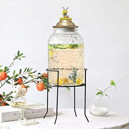 Dispensador de cerveza con grifo, dispensador de bebidas, dispensador de bebidas frías de vidrio | bases | Gabinete de licor de 4L sin fugas (Color : D)