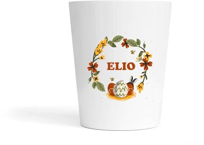 Gobelet Enfant Personnalisé – Incassable en Polymère – Motif Couronne d’Œufs + Prénom – Idéal École, Bébé, Enfant, Cadeau Pâques