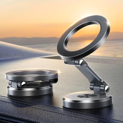 JOYROOM Handyhalterung Auto Magnet [Faltbar & Vollmetall] MagSafe Autohalterung mit 20 x N55 Magnete und 360° Drehung, Magnetische Handyhalterung Auto für iPhone 17 16 15 14 13 12 & MagSafe Hülle