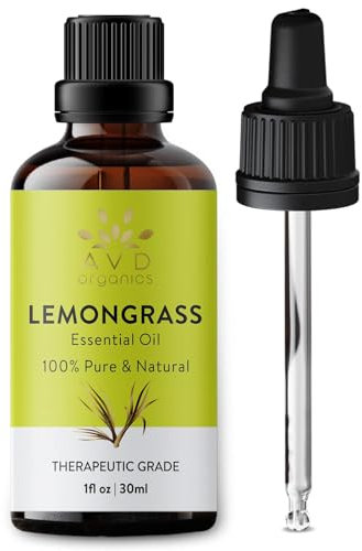 AVD Organics Lemongrass Essential Oil 30ml – 100% Pure & Natural, Therapeutic Grade Lemongrass Essential Oils for Aromatherapy, Diffuser, Massage & Skin – 1 fl oz