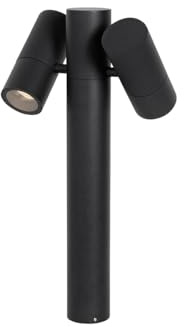 Qazqa Modern außen Pollerleuchte, Wegeleuchte, Pollerlampe für den Garten - Duo - Schwarz, max. 35W, Geeignet für LED, 50cm, IP44, 2-flammig