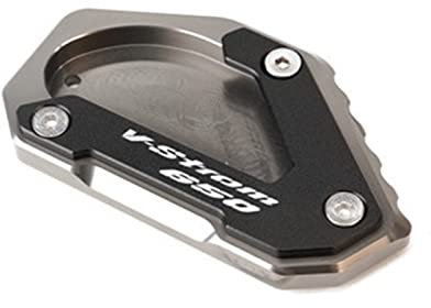 BAYDE Standverlängerungspolster Motorradständer Fußvergrößerer Seitenständerverlängerung Mit LOGO Für SUZUKI V-Strom 650/XT DL650 2004-2021(Titanium)