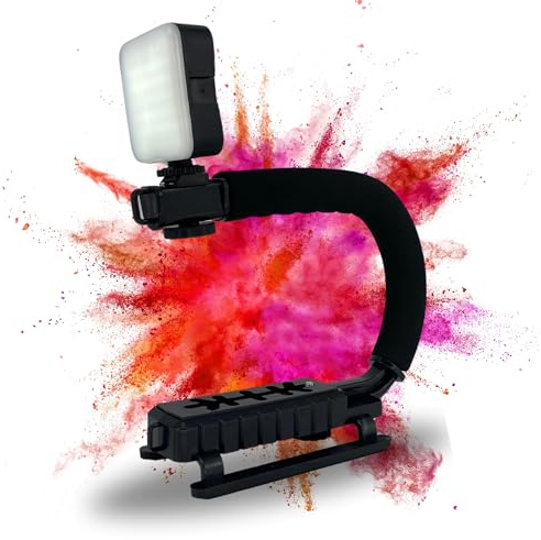 TronicXL Video Action Stabilisierungsgriff Handgriff Stabilisator mit LED Videolampe Erweiterbar Cold Shoe für Kaltschuh für Canon Nikon Sony Panasonic DSLR SLR Kamera Camcorder