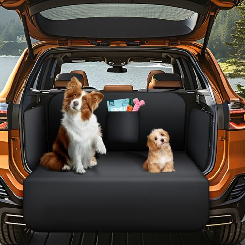 AiQInu Protection Coffre Voiture Chien Universelle avec Protection Latérale, Imperméable, Antidérapante, Résistante aux Rayures, pour Voiture, Camion, SUV - 184 * 105cm, Noir