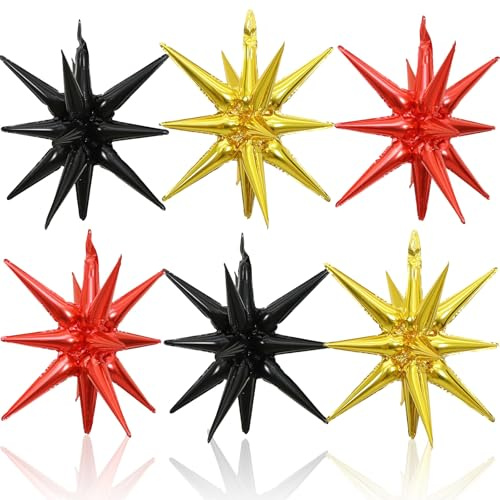 Stern Ballons, 6 Stück Schwarz Rot Gold Stern Luftballons Stern Folienballons