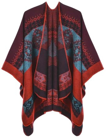 Poncho Damen Winter Warm Elegant Poncho Decke Schultertuch Poncho Cape Trachtentuch Umhang Strick Poncho Mantel Winter Poncho Schal Frauen Strickponcho Geschenk Für Geburtstag Weihnachten