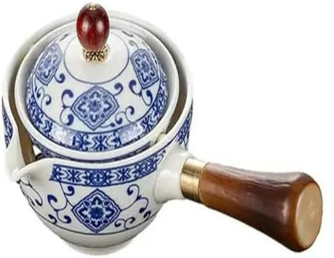 Ceramic Teapot Rotating Tea Maker, 360 Rotation Tea Maker Infuser Porcelain Portable Gongfu Tea Maker Infuser Ceramic Teapot Home Office Teaware Chinese Gongfu Tea Set,(Style 1)