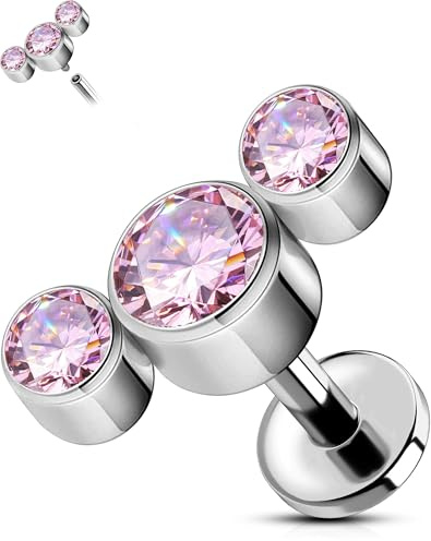 OUFER Body Piercing Internally Labret Monroe Lip Bar Titan Tragus Helix Earring Stud Piercing Jewelry 16G Labret Helix Piercingar Jewellery 5/6/8/10/12 mm platta ryggörhängen, 8mm