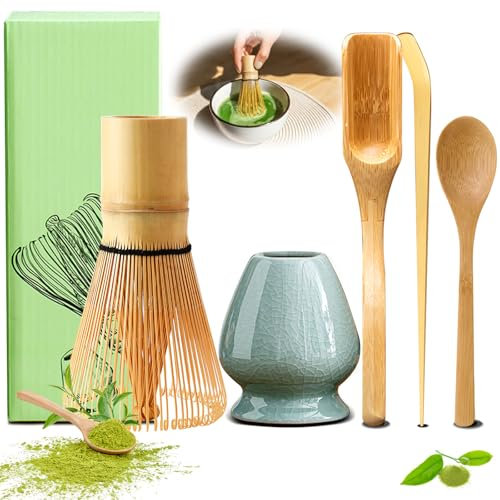 Frusta al Matcha 5 pezzi Matcha Kit Frustino the Matcha Frusta di bambù per il tè Matcha per la preparazione tradizionale del tè matcha (blu)
