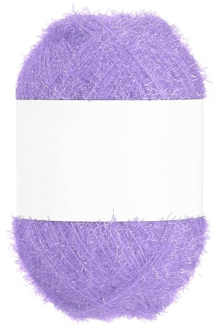 PATIKIL 218 Yard Scrubbie Yarn, Sparkle Yarn Polyester Scrubbie Sparkle Glass for Dishcloths Crocheting Knitting DIY Crafts Blanket Rug Sweater Scarf Hat, Purple