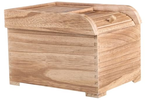 Récipient de rangement en bois pour riz avec couvercle coulissant – Distributeur de riz pour farine et céréales – Bac de rangement pour aliments de cuisine – Boîte de rangement durable