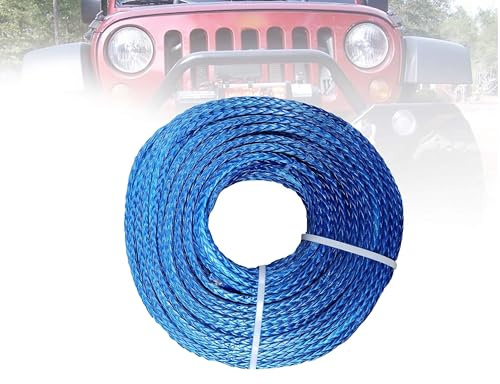 4 mm * 50m sintético torno de cable línea de fibra cuerda de remolque Teleférico Accesorios for 4X4 / ATV/UTV / 4WD / OFF-ROAD,Alta Intensidad(Blauw)