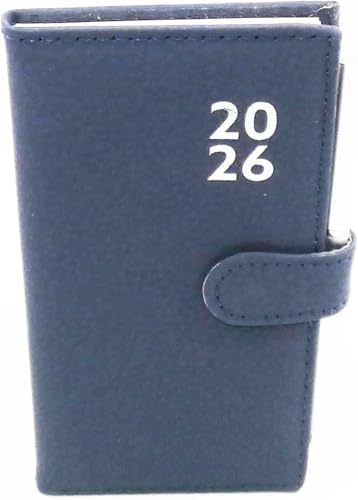 Sixstore 2026 veckovy smal dagbok mjuk läderkänsla 16 x 8,5 cm storlek dagbok med penna, blå