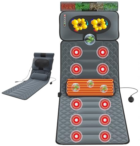 Colchoneta de Masaje con Calefacción Colchón de Masaje con 9 Engranajes Masaje y Cronometraje Almohadilla de Masaje para Espalda Cuello Pierna Lumbar Pie
