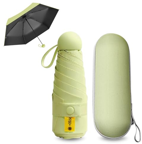 FANSEZQ Sun Umbrella, Mini Travel Umbrella With Case Small Compact Protection Sun Lightweight Tiny Pocket Umbrella