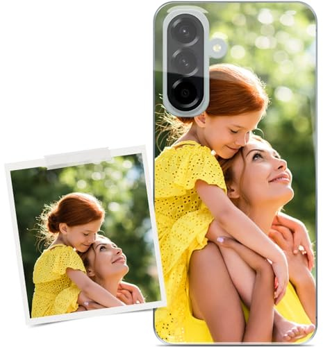 Coverpersonalizzate.it - Personalisierte Handyhülle kompatibel für Samsung A56 mit deinem Foto oder Text - Transparente TPU-Schutzhülle