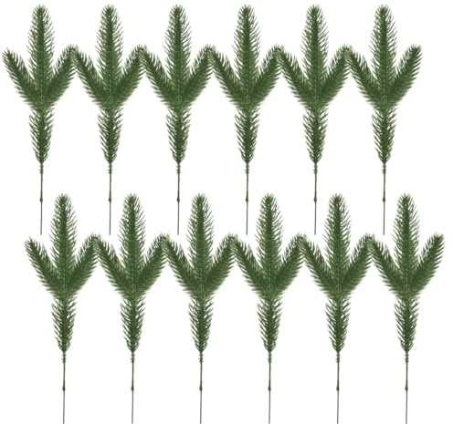 YUVKIN 12 rami artificiali di pino sempreverde per albero di Natale, cornici di porta e regali