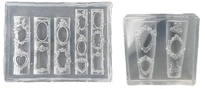 Moules à ongles réutilisables en silicone pour créer des cadres photo complexes pour manucure, décoration d'ongles, moule en silicone