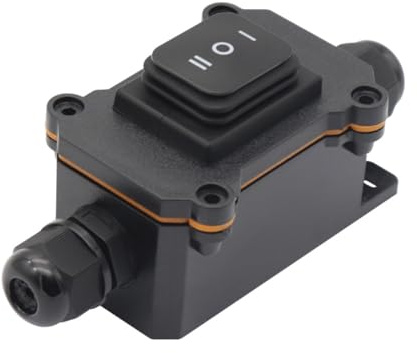 Boîte de Jonction Électrique Étanche 12v 16a Noire Ip68 V-1 | Acier Inoxydable, PC et Silicone, Commande 3 Positions, Connecteur Pg9 4-8mm