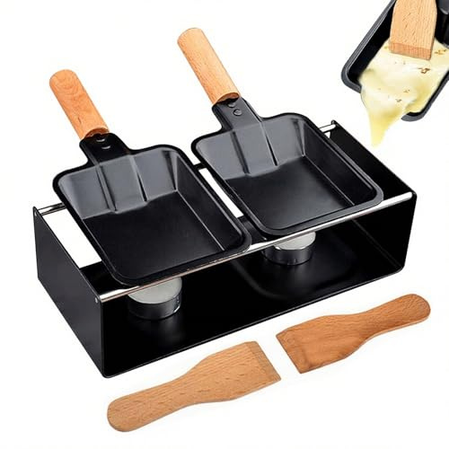Stainless Steel Cheese Melter & Raclette Grill - Non-Stick Mini Melting Pan with Candles for Fondue, Dripping Veggies, Meat & Fish - Perfect for Cheese Lovers