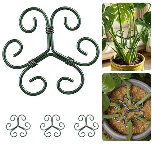 4 rampicanti Monstera, supporto per piante da appartamento, in metallo | Supporto per piante ad anello, grande supporto Monstera, mollette per piante Monstera, pomodori e cetrioli