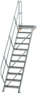 Scala in alluminio con piattaforma 45 °, gradini larghezza/profondità 600/240 mm Stufe numero 11, altezza 2,29 m
