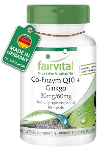 Fairvital | Coenzima Q10 più Ginkgo - 1 mese - VEGAN - alto dosaggio - 90 capsule