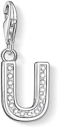 THOMAS SABO Damen-Charm Club-Anhänger Buchstabe U 925er Sterlingsilber mit weißen Zirkonia 0243-051-14
