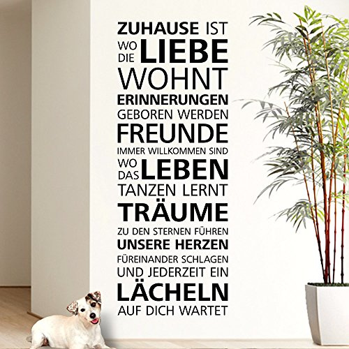 Wandaro Wandtattoo Spruch Zuhause ist wo die Liebe wohnt I beige (BxH) 38 x 100 cm I Wohnzimmer Flur Zitat Aufkleber Wandsticker Wandaufkleber Sticker E029