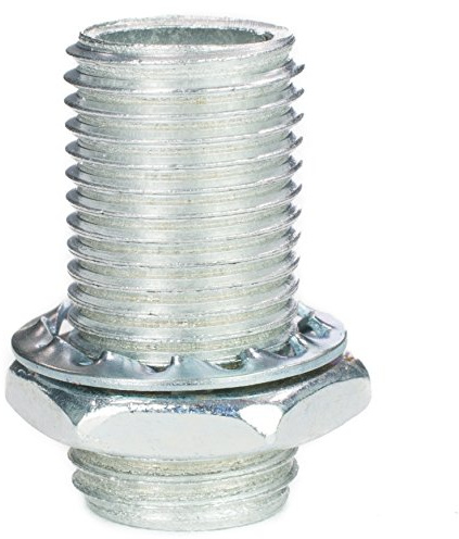 Gewinderohr M10x1, Länge 20mm, verzinkt - inkl. Sechskantmutter u. Sicherungsscheibe | Gewinderöhrchen für Lampe - 50 Stück