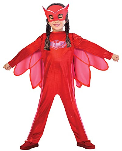 Amscan 9902950 – Barndräkt Pyjamashjältarna uggla, jumpsuit och mask, pyjamashjältar