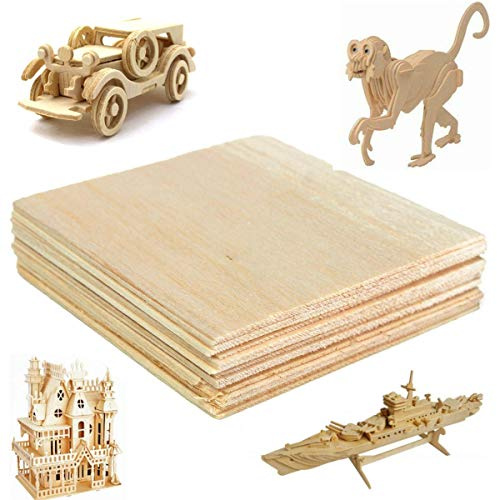 Sonsan - Hojas de madera para balsa (100 x 100 x 1 mm, 20 unidades)
