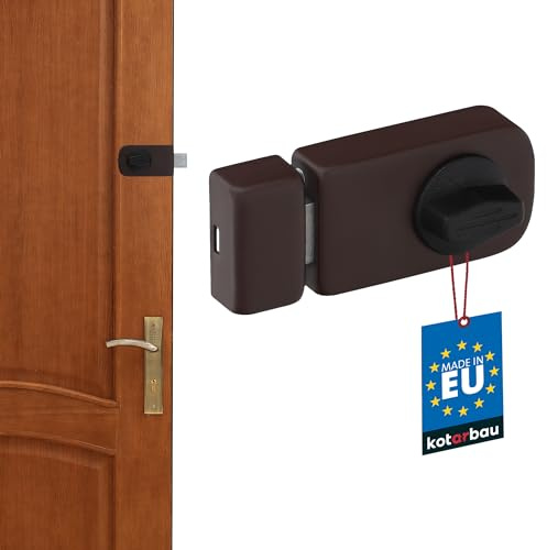 KOTARBAU® Zusatzschloss 3 Farben Kastenschloss Türzusatzschloss Türschloss Schloss Drehknauf Zusatzsicherung Kastenzusatzschloss ohne Zylinder (Braun) 50 mm