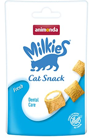 animonda Milkies Katzensnack mit Milch - Fresh (12 x 30g), getreidefreie Knusperkissen Milch Katzensnacks für erwachsene Katzen