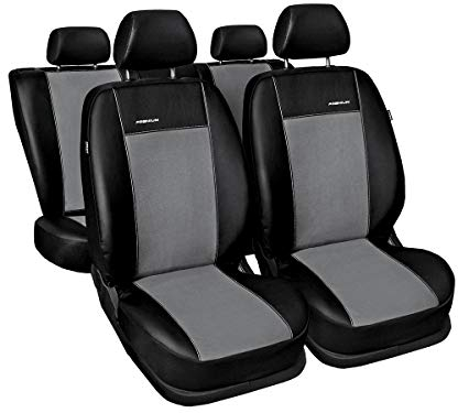 UP ! Sitzbezüge nach Maß Autoplanen perfekte Passform Schonbezüge Sitzschoner Velour + Strickpolster ®Auto-schmuck (UP! 1/2 grau)