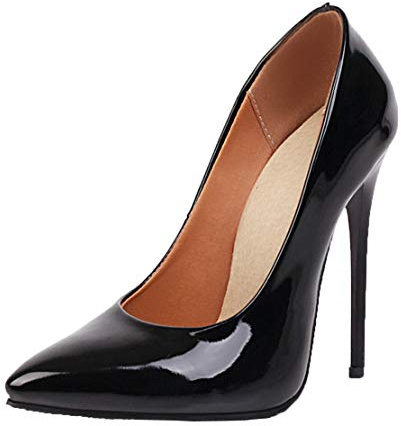 MISSUIT Damen Stiletto High Heels Pumps Lack Spitz 12cm Absatz