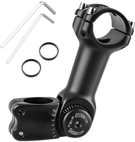 TRIWONDER Attacco Manubrio Regolabile Bici 31,8mm 25,4mm Prolunga e Alza Manubrio con Adattatore per MTB Bici da Corsa, Strada e Città (0~60° - Lunghzza 90 mm (φ31,8 mm))