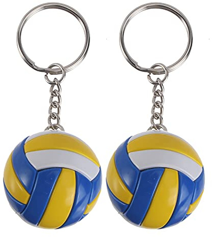 FOMIYES 2 Stück Volleyball Schlüsselanhänger Mini Sportball Anhänger für Taschen Dreifarbig Realistisches Design Schlüsselring Dekoration Souvenir für Volleyballfans