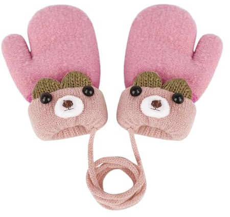 AfinderDE Kinder Baby Winter Warme Fäustlinge Winterhandschuhe Kleinkinder Süße Cartoon Fäustel Infant Fausthandschuhe Niedliche Strickhandschuh Thermische Stricken Handschuhe für 0-3 Jahre