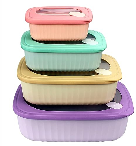 Frischhaltedosen mit Deckel Kunststoff 4er Set BPA-frei Vorratsdosen Frischhaltedosen Auslaufsicher Spülmaschinen, Mikrowellen, Gefriergeeignet Lebensmittelbehälter 380/850/1600/2850ml Stapelbar