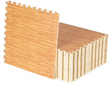 Structure Fitness Interlocking Eva Foam Exercise Home Gym Garage workshop Flooring Mat Non Slip Rubber Cushion Floor Tiles 60x60cm (12, Oak Wood)