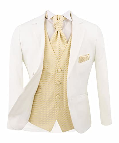Conjunto de 6 piezas de traje blanco para niño con chaleco dorado o marfil, Chaleco dorado, 7 años