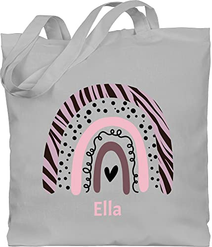 Geschenk mit Namen personalisiert by Shirtracer - Baumwolltasche - Boho - Regenbogen - pointilliert Streifen - Name