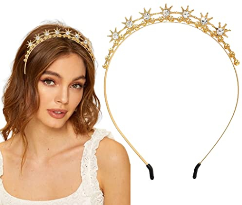 Generse Kristall-Stirnband, Stern-Haarbänder, goldfarben, glitzernd, Strass, Göttin, Kopfschmuck, Party-Haarschmuck für Damen (Rérone)