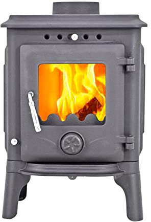 Roe Deer - York - Cast Iron Wood Burning Stove with Adjustable Burning Speed and Heat-Resistant Glass