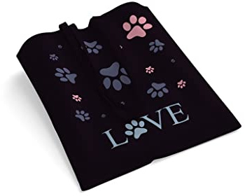 easyprint Tragetasche | Stoffbeutel bedruckt | Design Pet Love | lange Henkel | Jutebeutel | Einkaufstasche | Shoppingtasche | Katze | Hund | Liebe (Schwarz)