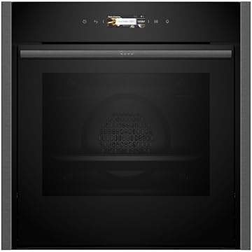 NEFF N70 B54CR71G0B Slide and Hide Single Oven with Pyrolytic Self Cleaning, CircoTherm, 3.7 Full Touch Display, Soft Open, Integrated, 60 x 60cm, Graphite Grey