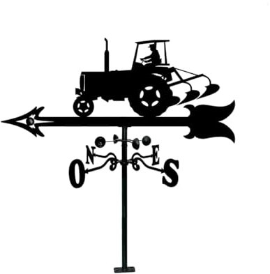 Metall Wetterfahne Traktor Wetterfahne Vintage Dekor Dachhalterung Schmiedeeisen Schwarz Metall Outdoor Dach Garten Halterung Yard Decor Hof Eisen Professionelle Messwerkzeuge 55 × 34 cm