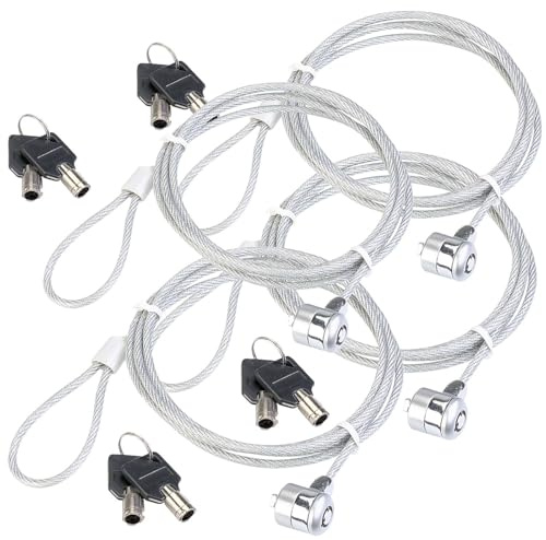 VisorTech Laptopschlösser: 4er-Set Notebookschlösser Safety Lock mit gummiertem Stahlkabel, 1,8 m (Laptop Seilschloss, Kabelschloss für Laptop)