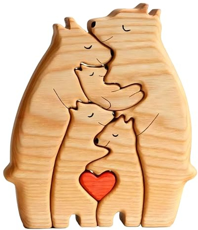 1 Pezzi Sculture Figure Puzzle Di Famiglia Di Orsi, Sculture Puzzle in Legno Adatto Come Regalo per Esprimere il Tuo amore Alla Tua Famiglia.